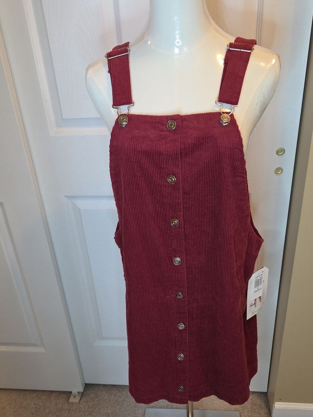 NWT Button-Front Corduroy Mini Dress - Burgundy